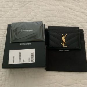 YSL Card Holder Black with GHW